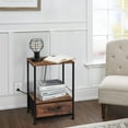 thumbnail image 7 of Nightstand with Drawer Bedside End Table with USB Ports and Outlets, Brown Set of 2, 7 of 7