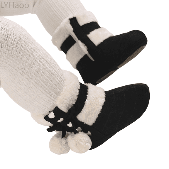 LYHaoo Winter Girls Boots Warm Lined Soft Sole Non Toddler Shoes For Baby Children Outdoor Play Sizes 4 Toddler Black(0-3 Months)