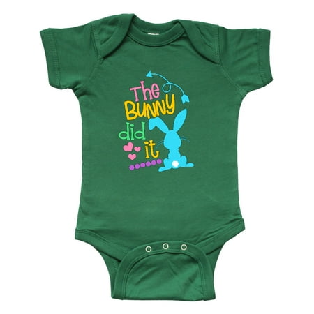 

Inktastic The Bunny Did It Easter Humor with Blue Bunny Silhouette Gift Baby Boy or Baby Girl Bodysuit