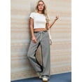 thumbnail image 4 of Low Rise Striped Pants for Women Pull on Drawstring Boho Wide Leg Jeans Trendy 2025 Black L, 4 of 9
