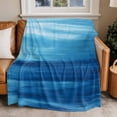thumbnail image 2 of Abstract Art Flannel Blanket for Bed,Travel and Camping, Modern Ocean Waves Blue Ombre Painting Style Super Soft Cozy Blanket for All Seasons 32"x48", 2 of 7