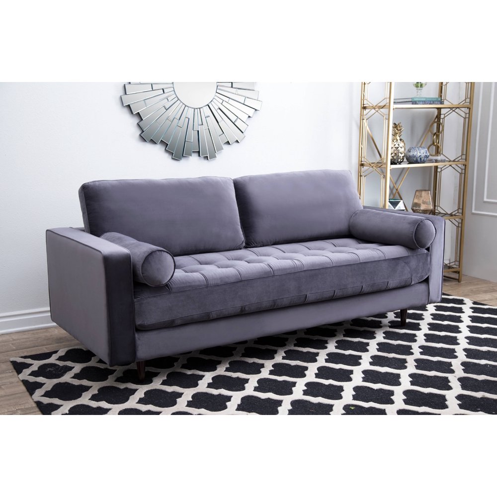 Devon & Claire Sophie Tufted Velvet Sofa, Charcoal Gray - Walmart.com
