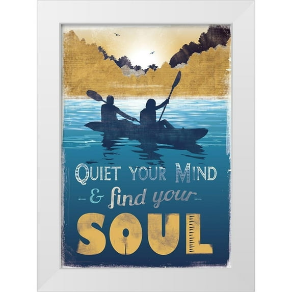 JMB Designs 14x18 White Modern Wood Framed Museum Art Print Titled - Quiet Mind