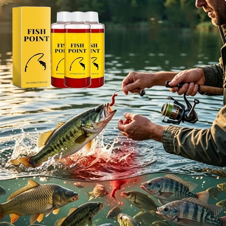 Concentrated Fish Attractant Liquid 3.38 Oz Red Worm Scent Bait Spray for Trout Panfish Bass Catfish Fishing Lure Enhancer for Soft Plastic Baits
