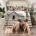 thumbnail image 2 of Manfei Highland Cattle Twin Sheet Sets, Rustic Farmhouse Windmill Twin Fitted Sheet, Farm Animal Flat Sheet, Breathable Home Decor 3-Piece, 2 of 7