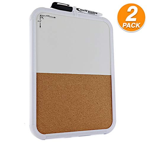 8.5” X 11” Whiteboard & Corkboard with Marker Combo White