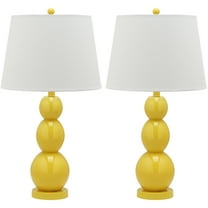 SAFAVIEH Jayne 26 in. Yellow Glass Table Lamp with Off-White Cotton Shade, Set of 2