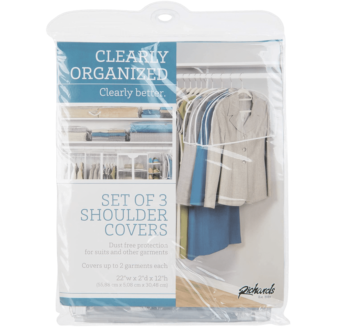 Richards Homewares Clearly Organized Clear Vinyl Storage Closet Garment Cover, 