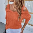 thumbnail image 6 of Aoochasliy Womens Sweaters Pullover Trendy Solid Color Pullover Square-Neck Sweater, 6 of 8
