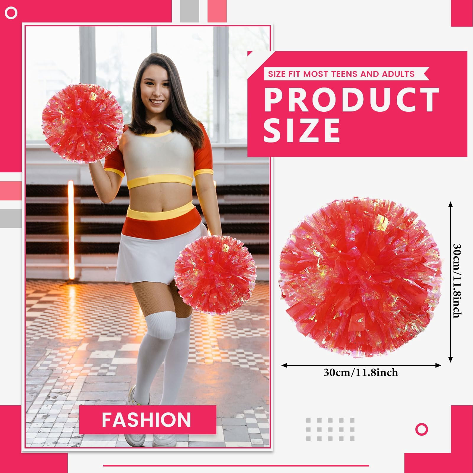 24 Pcs pom poms Cheer,pom poms Cheerleading with Finger Holes Cheer Pom Pomsfor Dance, Matches