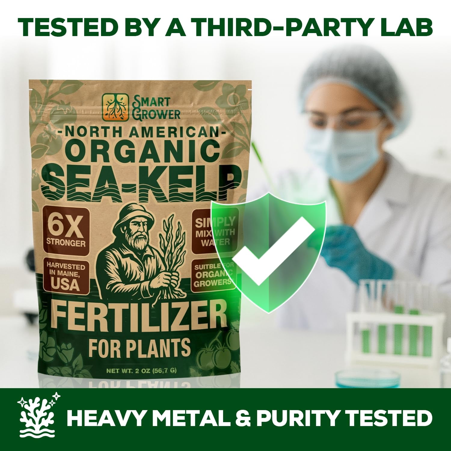 Organic Sea Kelp Fertilizer for Plants – Water-Soluble – Makes 50 Gallons – Kelp Meal Concentrate Plant Food – for Indoor Gardens, Hydroponics, Vegetables, Houseplants - - 2oz Bag