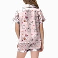thumbnail image 4 of Futezty Toddler Halloween Pajamas Kids Pumpkin Ghost Print Satin Pajama Set Short Sleeve Button Down Sleepwear with Shorts Set Little Girl Clothes 3T-13T, 4 of 5