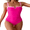 Rose Red, variant on LYMAYTER Women One-Piece Swimsuit Fashion Tummy Control Swimsuit Colorblock Retro Bathing Suit S-2XL