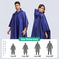 thumbnail image 2 of Adult Hooded Rain Poncho Waterproof Lightweight Reusable Raincoat for Men and Women, Emergency Outdoor Rain Jacket for Hiking Camping Travel Protection, Blue, 2 of 7