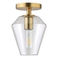 thumbnail image 1 of Henn&Hart 7" Modern Metal Semi Flush Mount with Gem-Shaped Glass Shade in Gold, 1 of 3