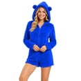 thumbnail image 5 of Miqool Unisex Warm Fuzzy Hooded Romper Short Onesie Playsuit Jumpsuit Zip Up Bear Long Sleeve Plush Loungewear Sleepwear S-5XL, 5 of 8