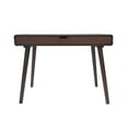 thumbnail image 6 of Small Desk, Office Desk with Center Drawer and Rubberwood Leg, Mid Century Style Writing Desk for Home Office Computer Small Spaces, Brown, 6 of 9