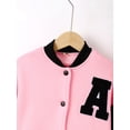 thumbnail image 3 of Little Girls Clothes Leather Patchwork Long Sleeved Fall Winter Warm Baseball Jacket Big Kids Clothes, 3 of 5