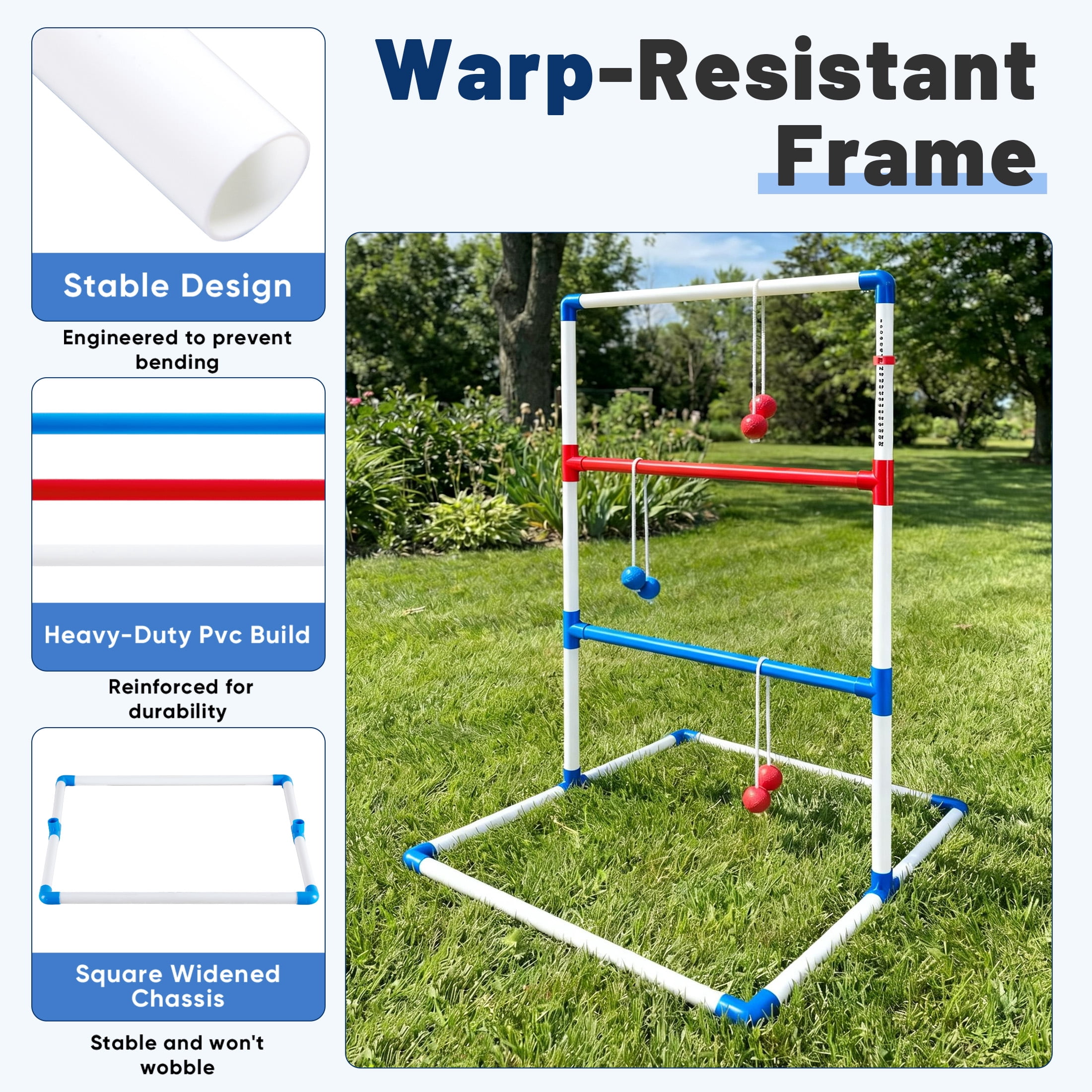 EDX Ladder Ball, Toss Game Set with Balls, Ladderball Tossing & Golf Tossing Games for Yard, Outdoor Lawn Fun Game for Family, with 6 Bolas, Score Trackers & Carry Bag.