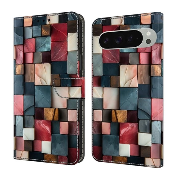 Case For Google Pixel 9 Pro XL/ Pixel 10 Pro XL Crystal Material Painted Pattern With Multi-Card Holder Bills Slot, PU Leather Magnetic Wallet Case,Colorful