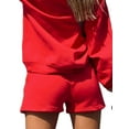 thumbnail image 2 of Gureui Women's Casual Clothes Set, Solid Color Loose Long Sleeve Round Neck Sweatshirt/Hooded Pullover/Elastic Waist Shorts/Long Pants, 2 of 3