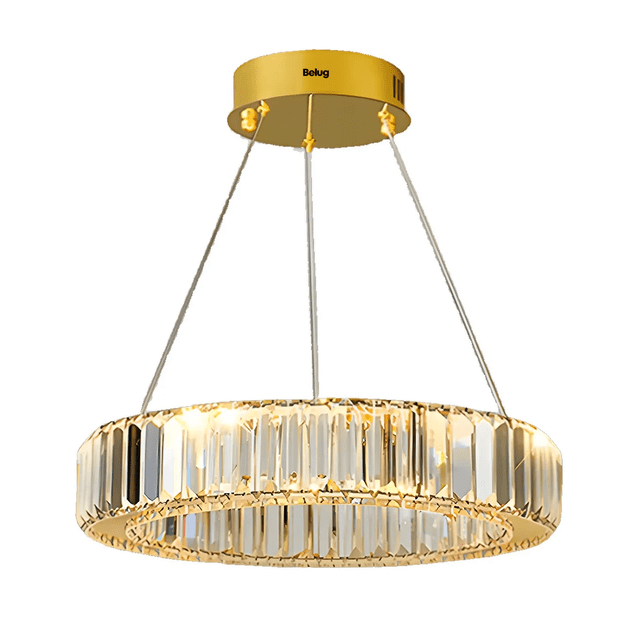 Lámpara Colgante Belug De Techo Cristal Decorativa Moderna Comedor Dorado