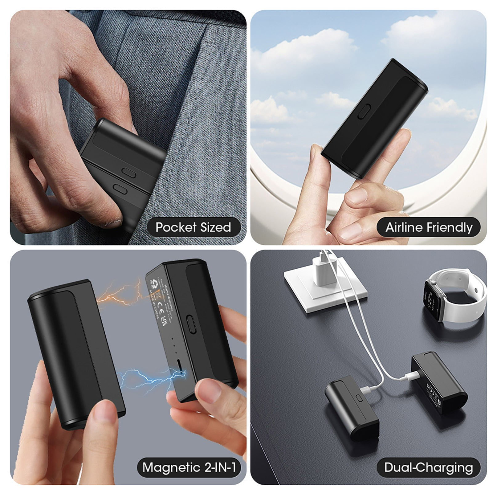 Rechargeable Hand Warmers Portable Hot Pockets USB 6000mAh 18 Hours Long Heating for Camping Outdoor and Daily Use