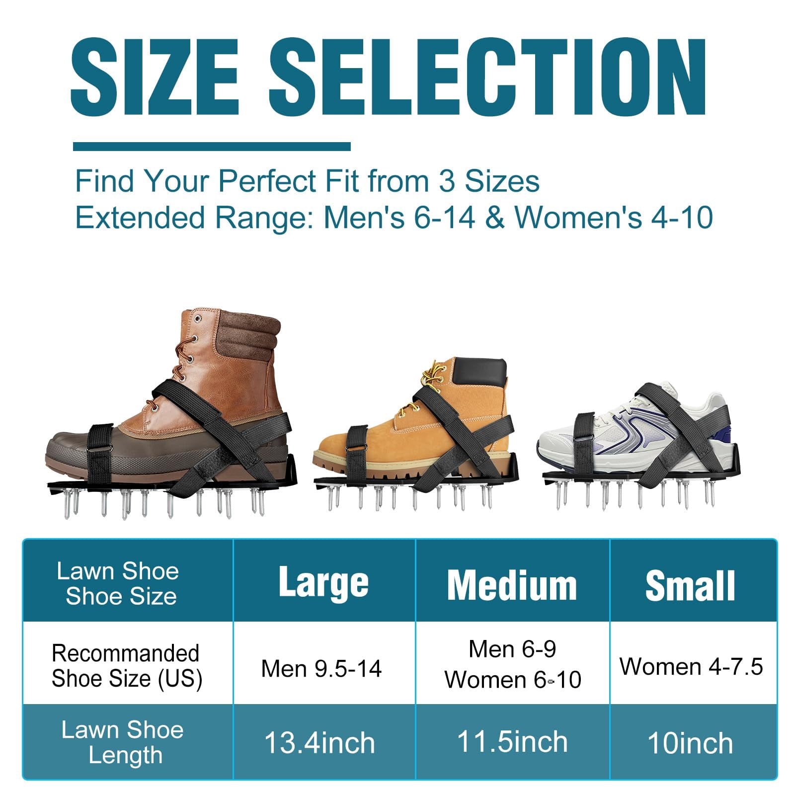 Lawn Aerator Shoes For Grass - Pre-assembled Soil Yard Tool Aerating Patio Garden  Black Medium