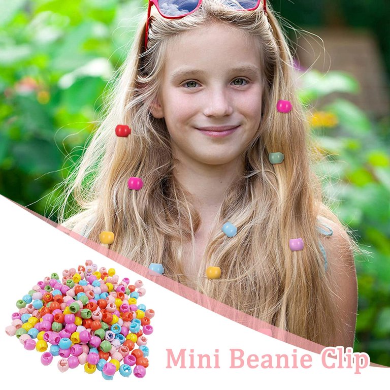 HBABY 50Pcs Mini Hair Claw Clips Colorful Bead Hairpin Small Hair Clamp Hair  Braids Maker Beads Hair Accessories For Kids Girls Women,Random Color H9Q7  