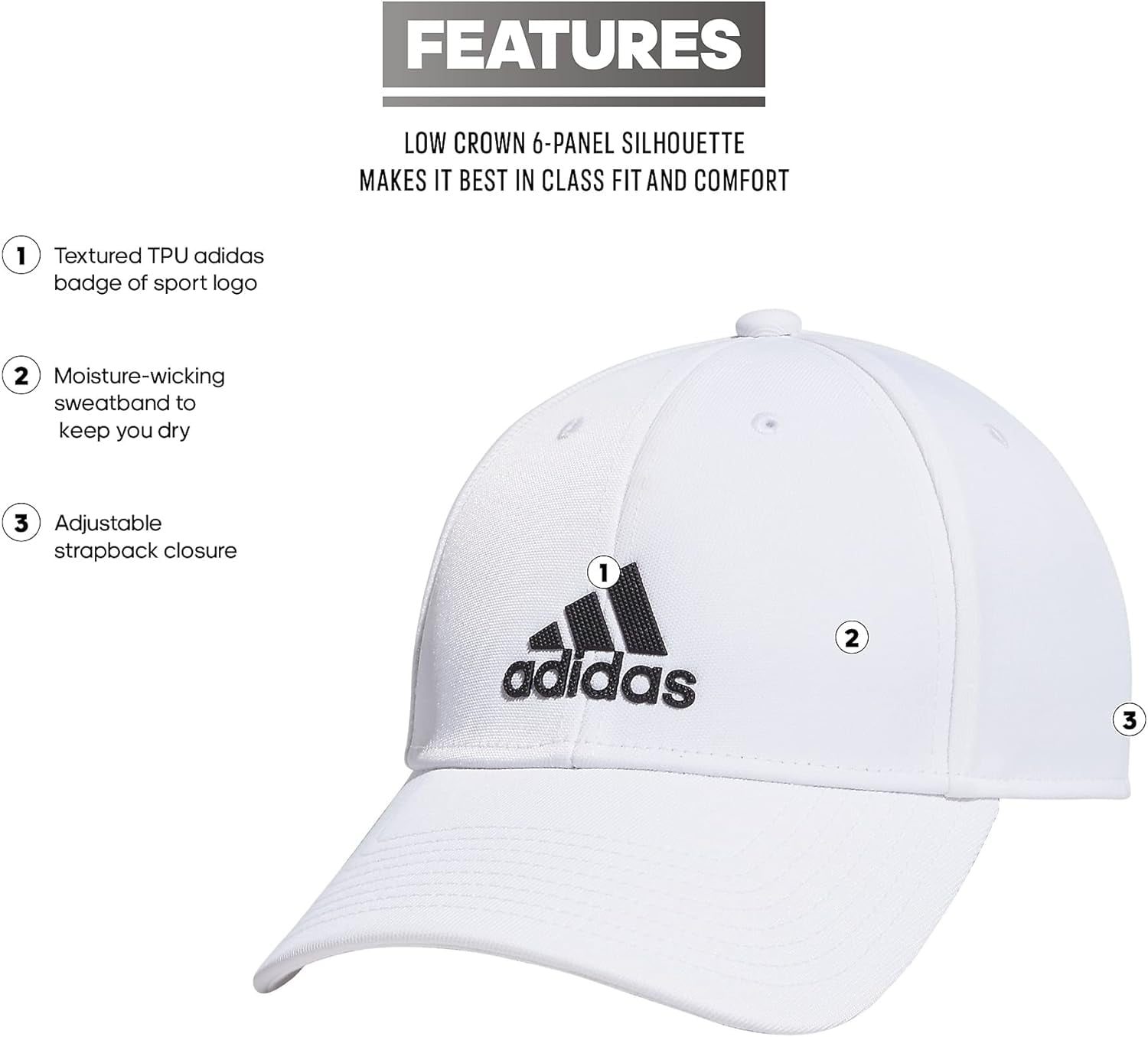 adidas Men's Decision Training Hat (White/Black, One Size)
