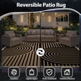 thumbnail image 5 of VUNATE Outdoor Rug with LED Strip Lights 8'x10' Waterproof Reversible Patio Rug Plastic Straw Lightweight Indoor Outdoor Rug for RV Camping Deck Balcony Boho Porch Decor Black and Brown, 5 of 8