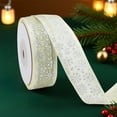 thumbnail image 4 of Cadorn 1 PCS Christmas Snowflake Ribbon, Beige Festive Decorative Trim for Christmas Tree Xmas Holiday Party Decorations, 4 of 6