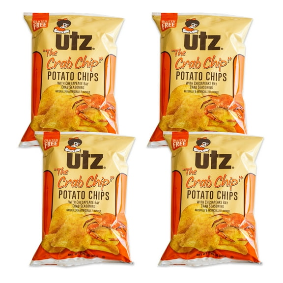 Utz The Crab Potato Chip - Chesapeake Bay Seasoning - Crunchy Delicious Tasty - 4, 2.75oz bags