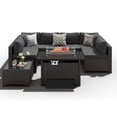 thumbnail image 5 of LazySunsets 8-Piece Outdoor Patio Furniture Set with Fire Pit Table, Wicker Rattan Sectional Sofa Conversation Sets, Dark Gray, 5 of 8