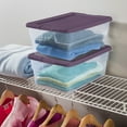 thumbnail image 4 of Sterilite Stackable 16 Qt Storage Tote, Clear, Purple Lid, (24 Pack), 4 of 5