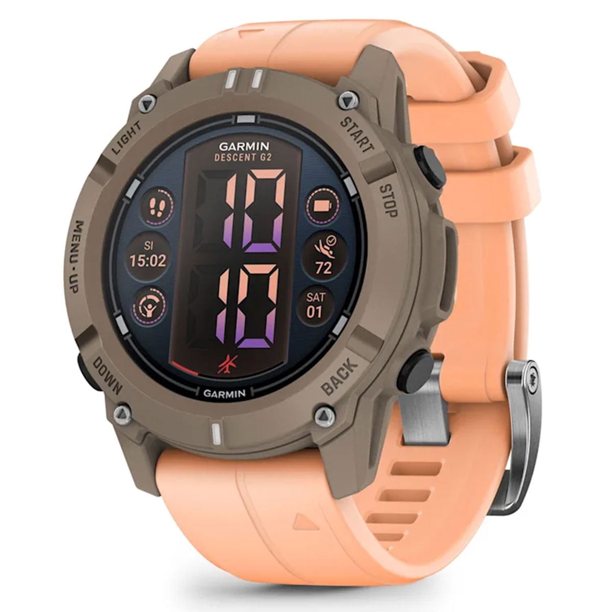 Garmin Descent G2 (Paloma with Shell Pink Band) AMOLED Dive Computer Watch Bundle with PlayBetter Dry Bag Pack