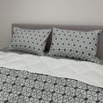 thumbnail image 2 of Grey and White Comforter & Sham Bedding Set, Boho Style Greyscale Flower Motifs with Eastern Art Inspiration, 3 pcs Duvet Set Microfiber Filling Quilt, 5 Sizes, Charcoal Grey and White, by Ambesonne, 2 of 4