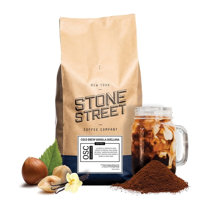Café STONE STREET Cold Brew Vainilla Avellana, molido para cold brew, tostado oscuro, 100% arábica, orgánico, artesanal, 1kg
