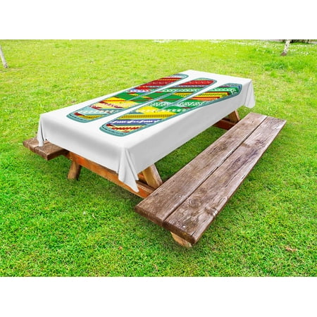

Letter W Outdoor Tablecloth W Word with Middle Eastern Boho Arabesque African Forms Merry Christmas Noel Print Decorative Washable Fabric Picnic Tablecloth 58 X 120 Inches Multicolor by Ambesonne