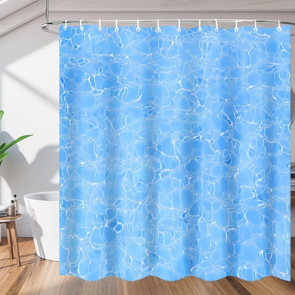 Ocean Waves Shower Curtain, Waterproof Fabric Shower Curtain, Washable Polyester Bath Curtain for Bathroom Decor 36"W X 72"H