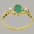 thumbnail image 3 of LBG British Made 14k Yellow Gold Natural Emerald & Diamond Womens Promise Ring - 33 size options - Size 7, 3 of 9