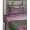thumbnail image 2 of Ambesonne Landscape Fitted & Top Sheet Set with Sham, Mountain Village Fall, Pink Green, 2 of 4