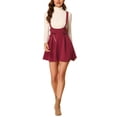 thumbnail image 5 of MODA NOVA Juniors High Waist Lace Up Tie Front A-Line Mini Suspender Skirt, 5 of 6