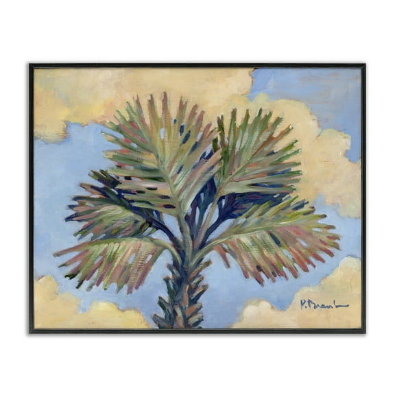 Stupell Industries Summer Californian Palm Landscape & Nature Painting Black Framed Art Print Wall Art, 14 x 11