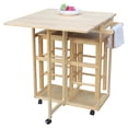 thumbnail image 2 of Winado Folding Kitchen Trolley Cart Island Rolling Storage Dinning Table with 2 Stools for Kitchen,Dining Room,Living Room,Natural Wood Color, 2 of 9
