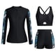 thumbnail image 1 of Traje de baño de 2 piezas para mujer, traje de baño de manga larga con estampado de 3 piezas para mujer, camisas de baño con sujetador incorporado y shorts, traje de buceo seco, traje de baño dividido, 1 of 5