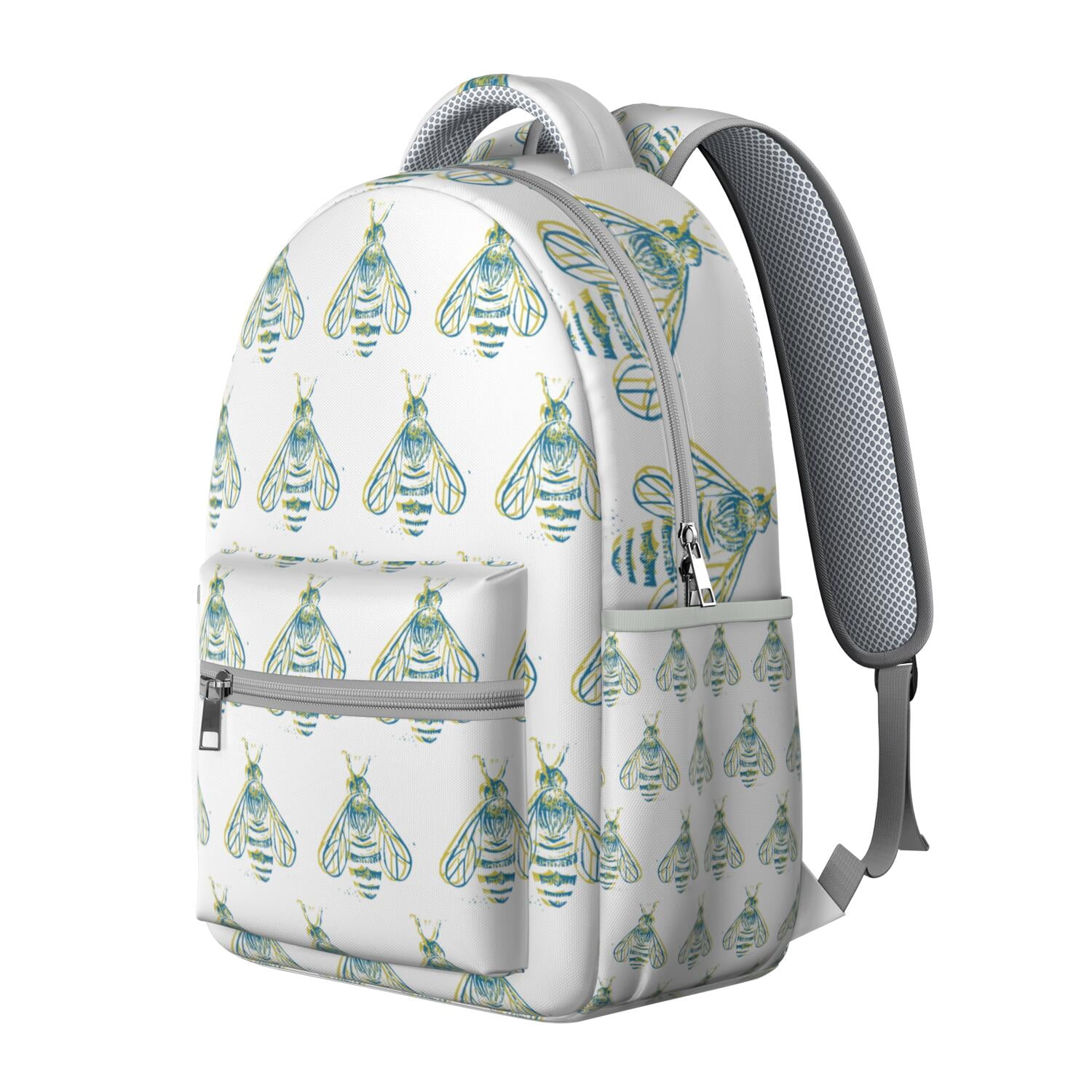 Bees Themed Laptop Backpack&nbsp;- School Essentials Bag with Side Elastic Pouch, Ergonomic Design to Reduce Back Pain, Water-Resistant Coating for Protection
