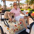 thumbnail image 3 of Golf Cart Seat Covers for 2 Seater,Yellow Red Blue Spring Floral Microfiber Cart Seat Towel Blanket,Watercolor Botanical Summer Flowers Absorbent NonSlip Bench Seats Protector for Golf Course 51"x31", 3 of 9