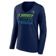 thumbnail image 2 of Women's Navy Minnesota Timberwolves Tumble V-Neck Long Sleeve T-Shirt, 2 of 3