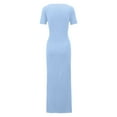 thumbnail image 5 of HNMKIU Long Sleeve Bodycon Dresses for Women Knit Midi Dress Slim Fit Stretchy Casual Fall Winter Dress for Women Blue,L, 5 of 6